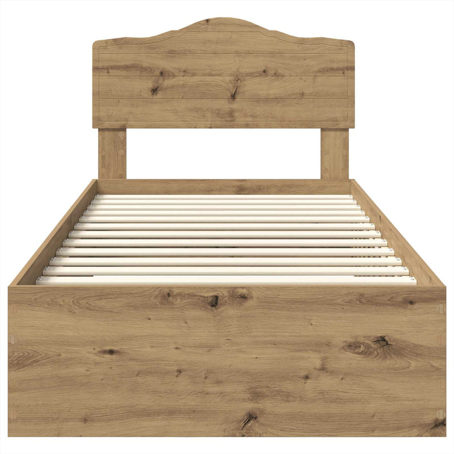 Bedframe met hoofdeinde Artisan Eiken 90 x 200 cm Bewerkt hout