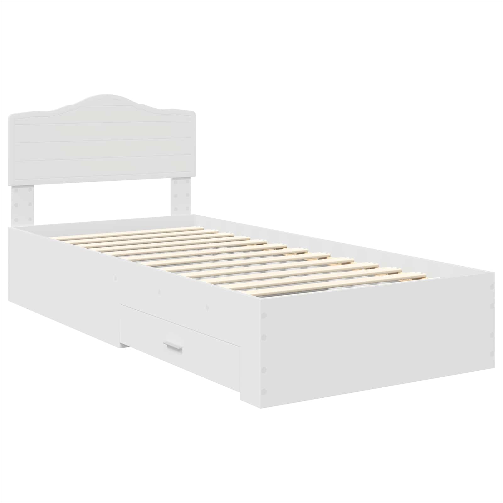 Bedframe met hoofdeinde met lade Wit 90 x 190 cm Bewerkt hout