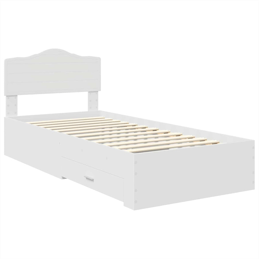 Bedframe met hoofdeinde met lade Wit 90 x 190 cm Bewerkt hout