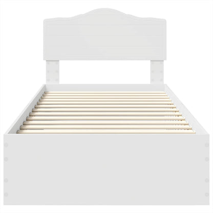 Bedframe met hoofdeinde met lade Wit 90 x 190 cm Bewerkt hout