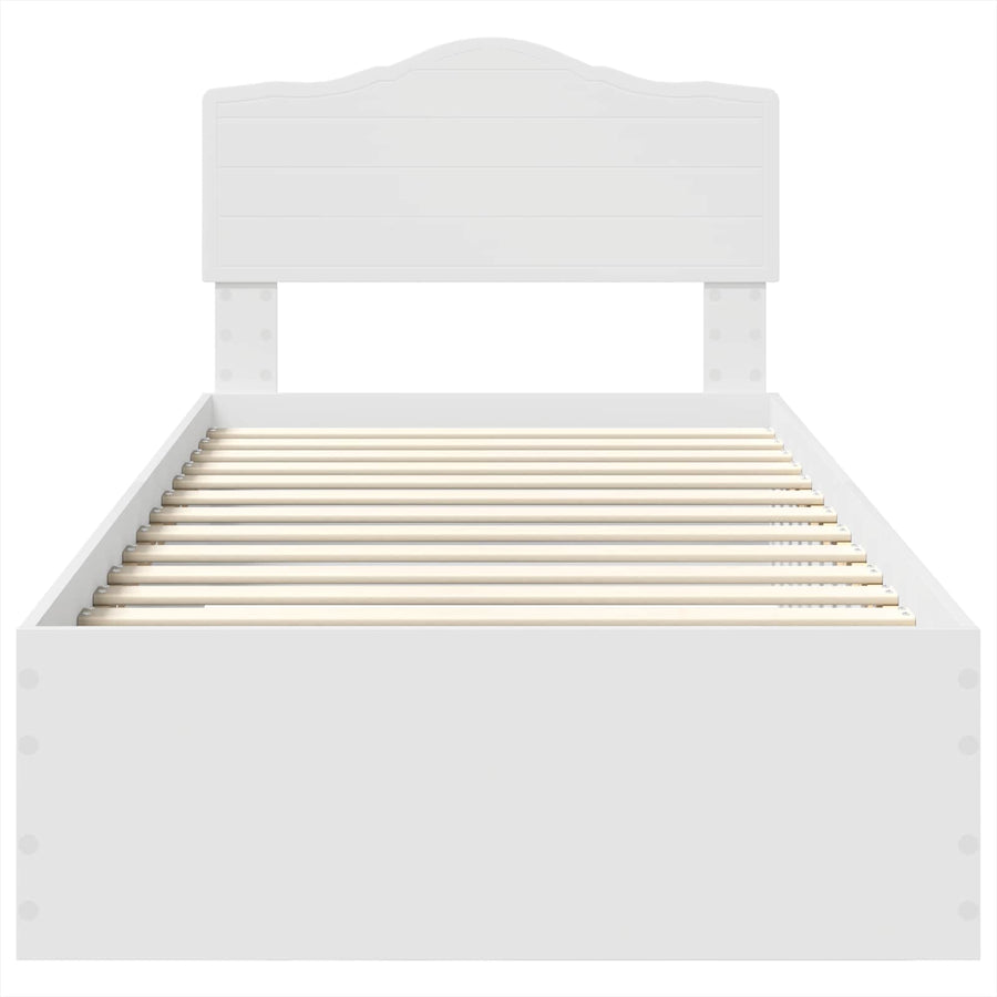 Bedframe met hoofdeinde met lade Wit 90 x 190 cm Bewerkt hout