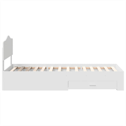 Bedframe met hoofdeinde met lade Wit 90 x 190 cm Bewerkt hout