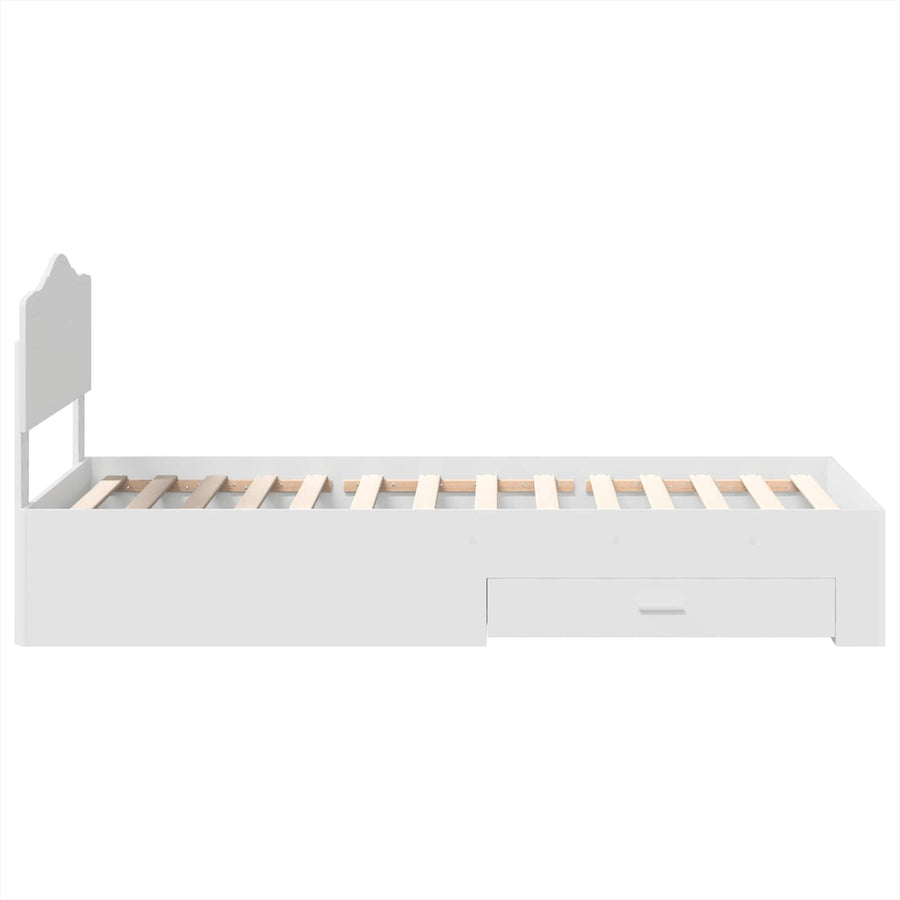 Bedframe met hoofdeinde met lade Wit 90 x 190 cm Bewerkt hout