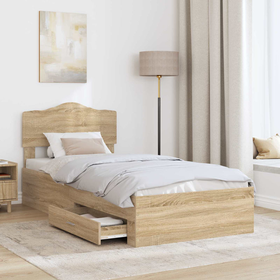 Bedframe met hoofdeinde Sonoma Eiken 90 x 190 cm Bewerkt hout