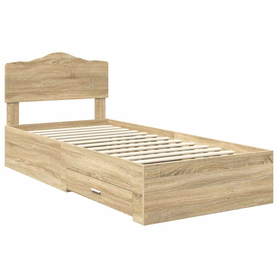 Bedframe met hoofdeinde Sonoma Eiken 90 x 190 cm Bewerkt hout