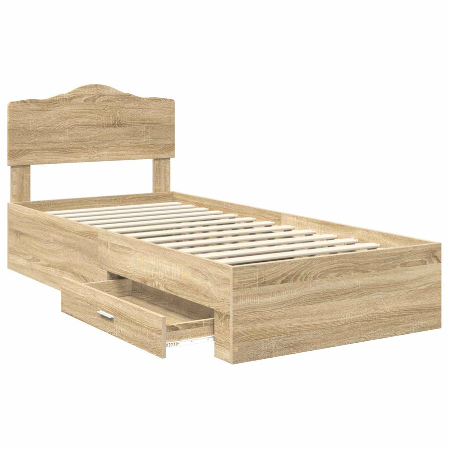 Bedframe met hoofdeinde Sonoma Eiken 90 x 190 cm Bewerkt hout
