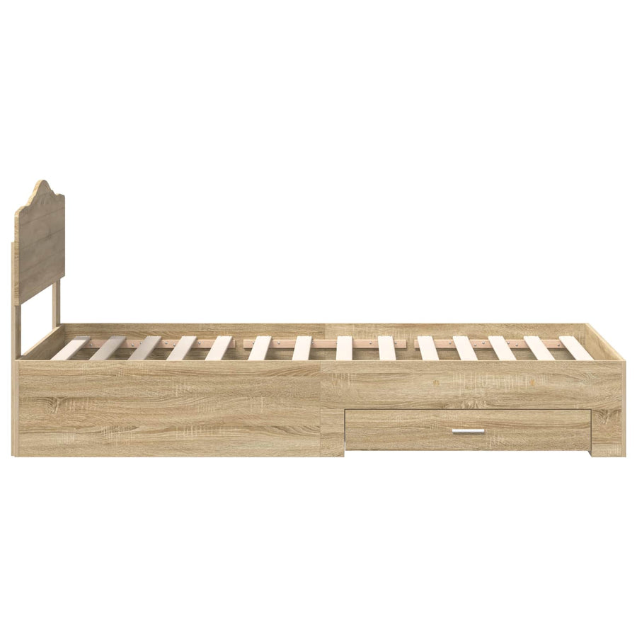 Bedframe met hoofdeinde Sonoma Eiken 90 x 190 cm Bewerkt hout