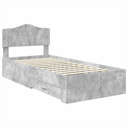 Bedframe met hoofdeinde Beton Grijs 90 x 190 cm Bewerkt hout