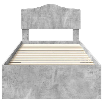 Bedframe met hoofdeinde Beton Grijs 90 x 190 cm Bewerkt hout