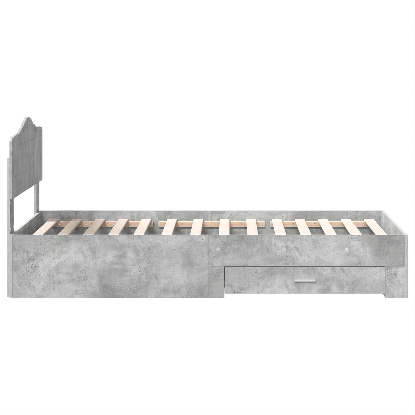Bedframe met hoofdeinde Beton Grijs 90 x 190 cm Bewerkt hout