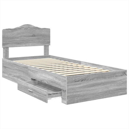 Bedframe met hoofdeinde Grijs Sonoma 90 x 190 cm Bewerkt hout