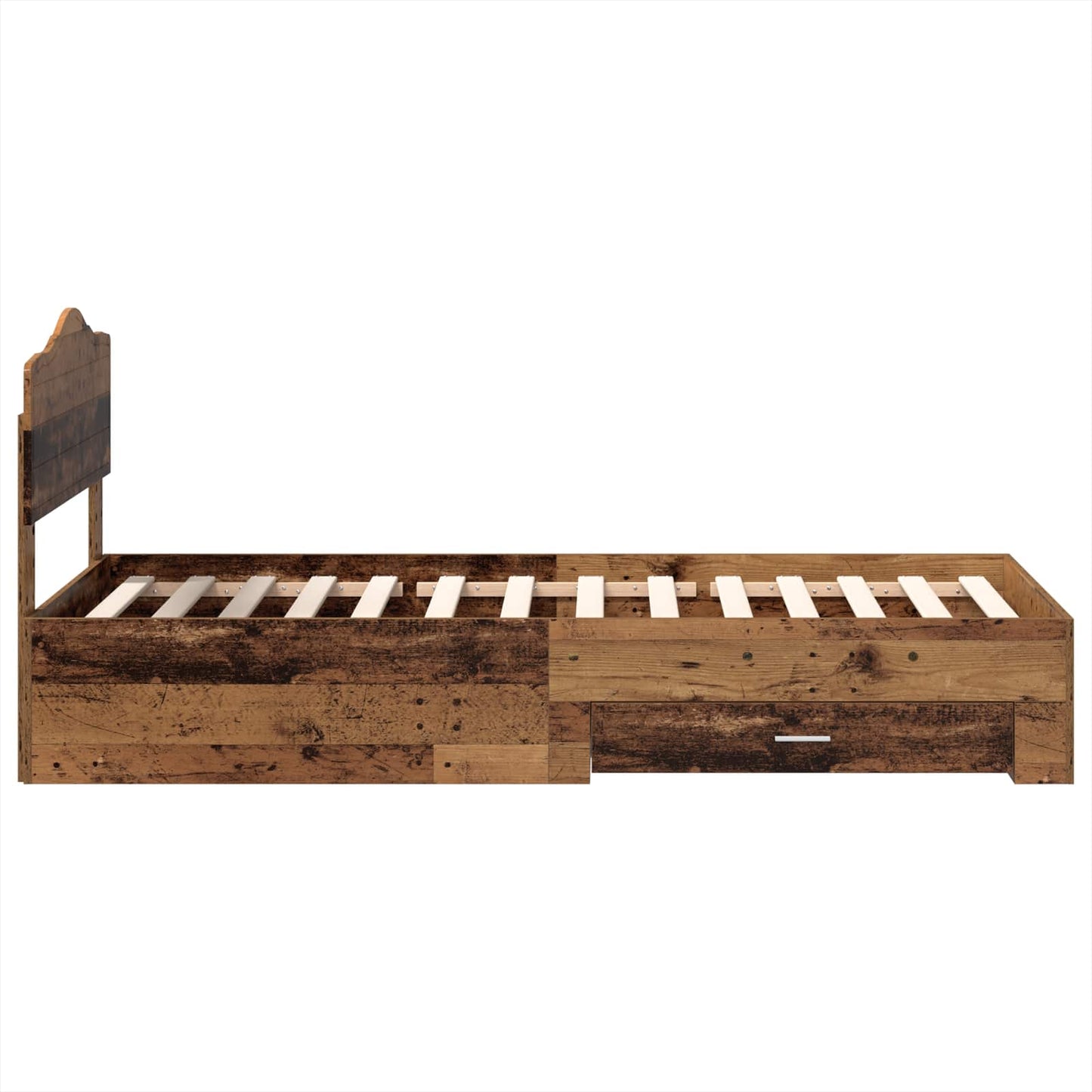 Bedframe met hoofdeinde Oudhout 90 x 190 cm Bewerkt hout