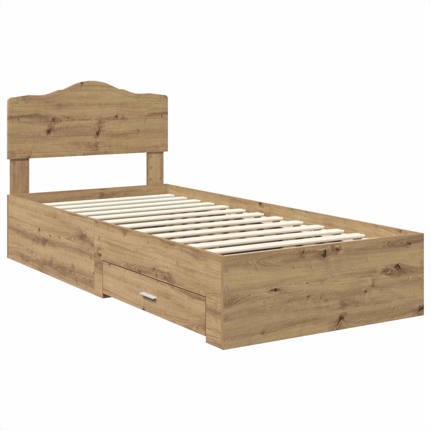 Bedframe met hoofdeinde Artisan Eiken 90 x 190 cm Bewerkt hout
