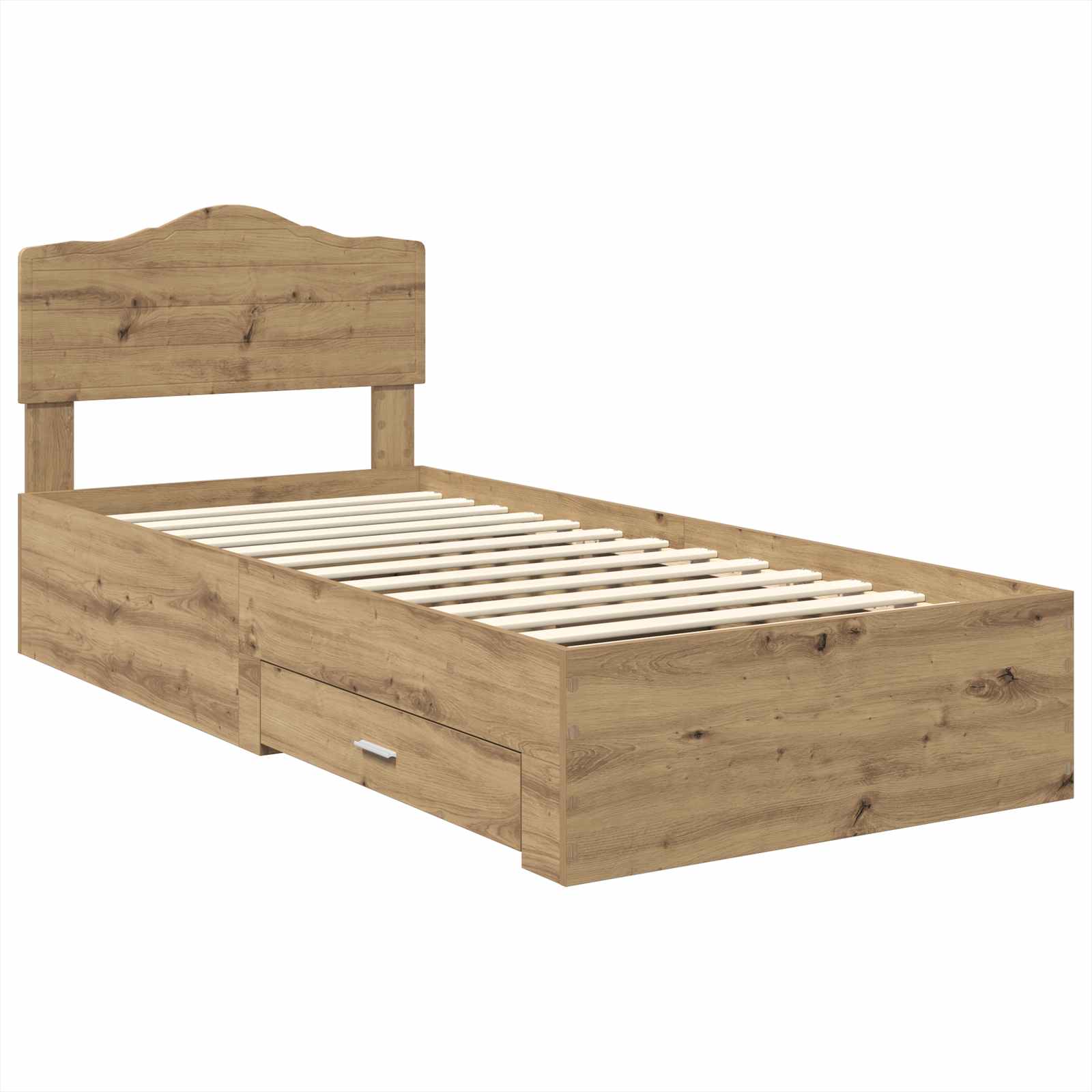 Bedframe met hoofdeinde Artisan Eiken 90 x 190 cm Bewerkt hout
