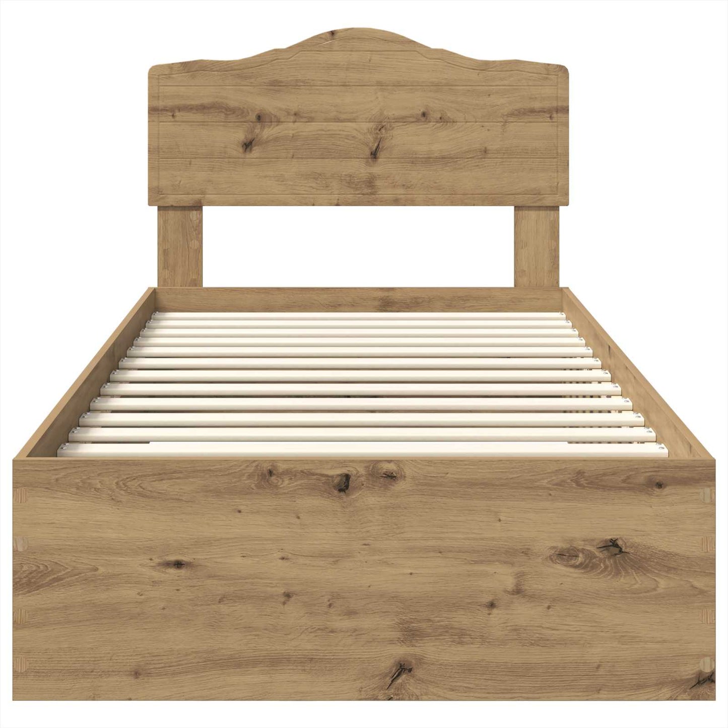 Bedframe met hoofdeinde Artisan Eiken 90 x 190 cm Bewerkt hout