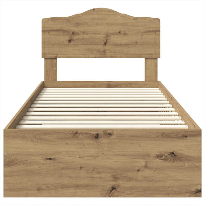 Bedframe met hoofdeinde Artisan Eiken 90 x 190 cm Bewerkt hout