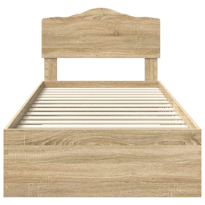 Bedframe met hoofdeinde Sonoma Eiken 75 x 190 cm Bewerkt hout