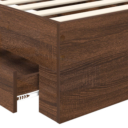 Bedframe met hoofdeinde Bruin Eiken 75 x 190 cm Bewerkt hout