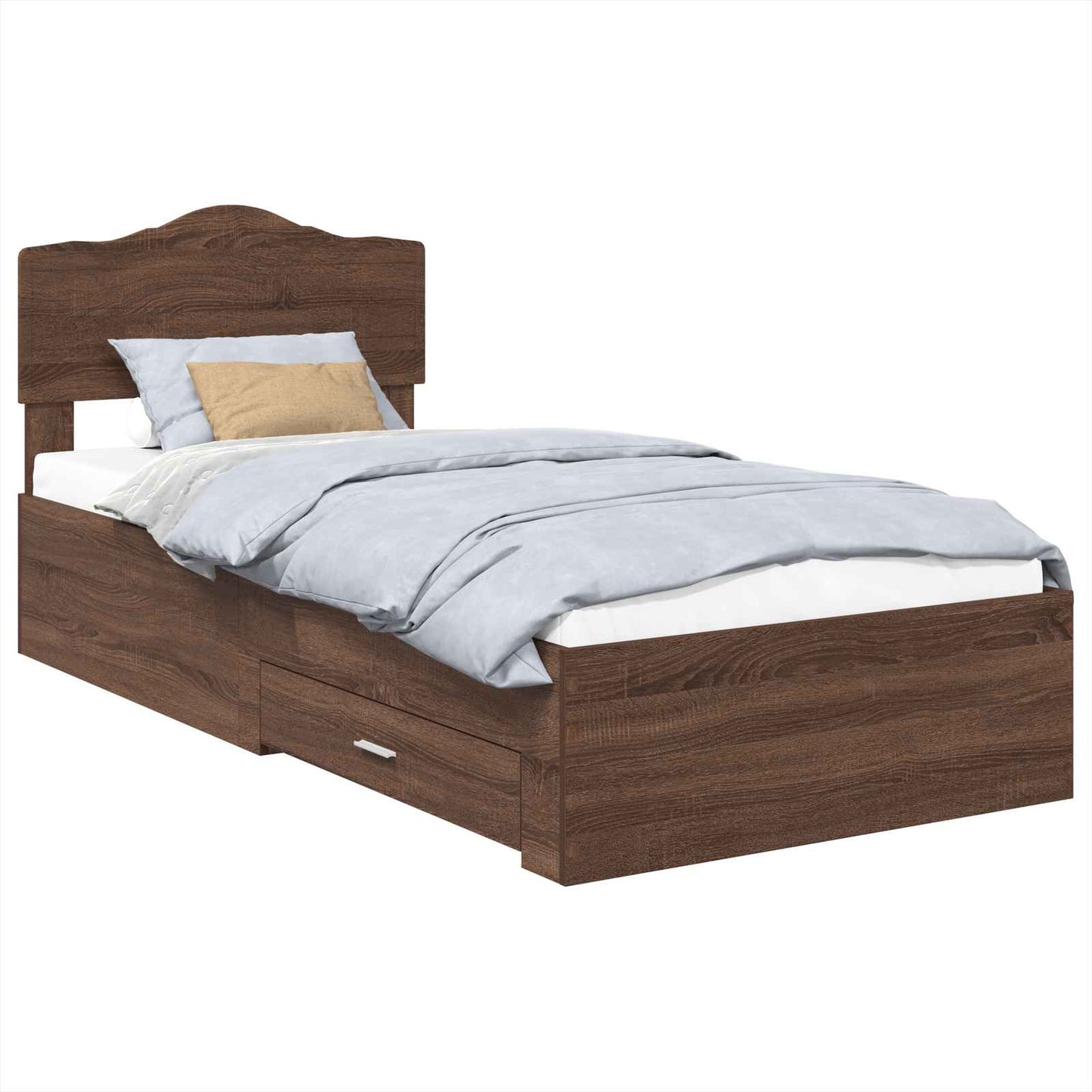 Bedframe met hoofdeinde Bruin Eiken 75 x 190 cm Bewerkt hout