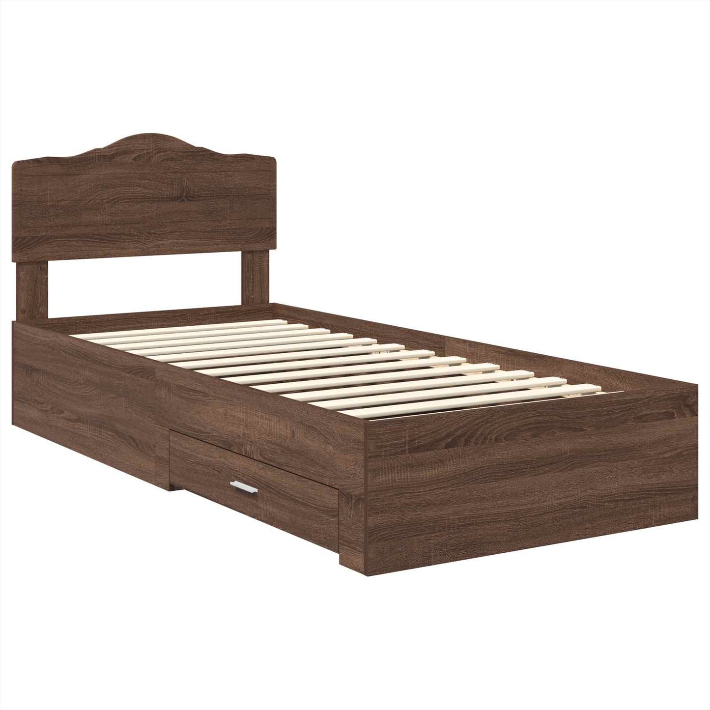 Bedframe met hoofdeinde Bruin Eiken 75 x 190 cm Bewerkt hout