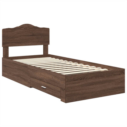 Bedframe met hoofdeinde Bruin Eiken 75 x 190 cm Bewerkt hout