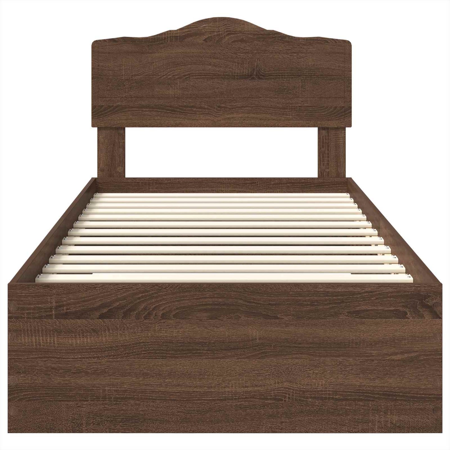 Bedframe met hoofdeinde Bruin Eiken 75 x 190 cm Bewerkt hout