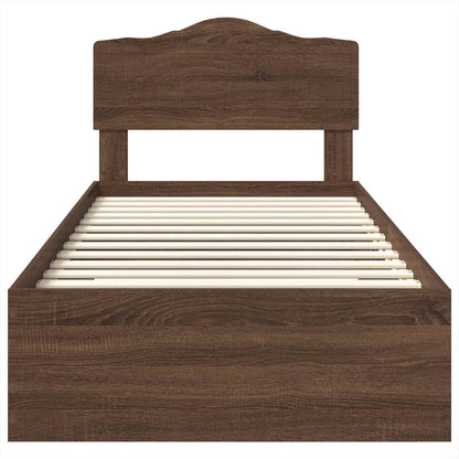 Bedframe met hoofdeinde Bruin Eiken 75 x 190 cm Bewerkt hout