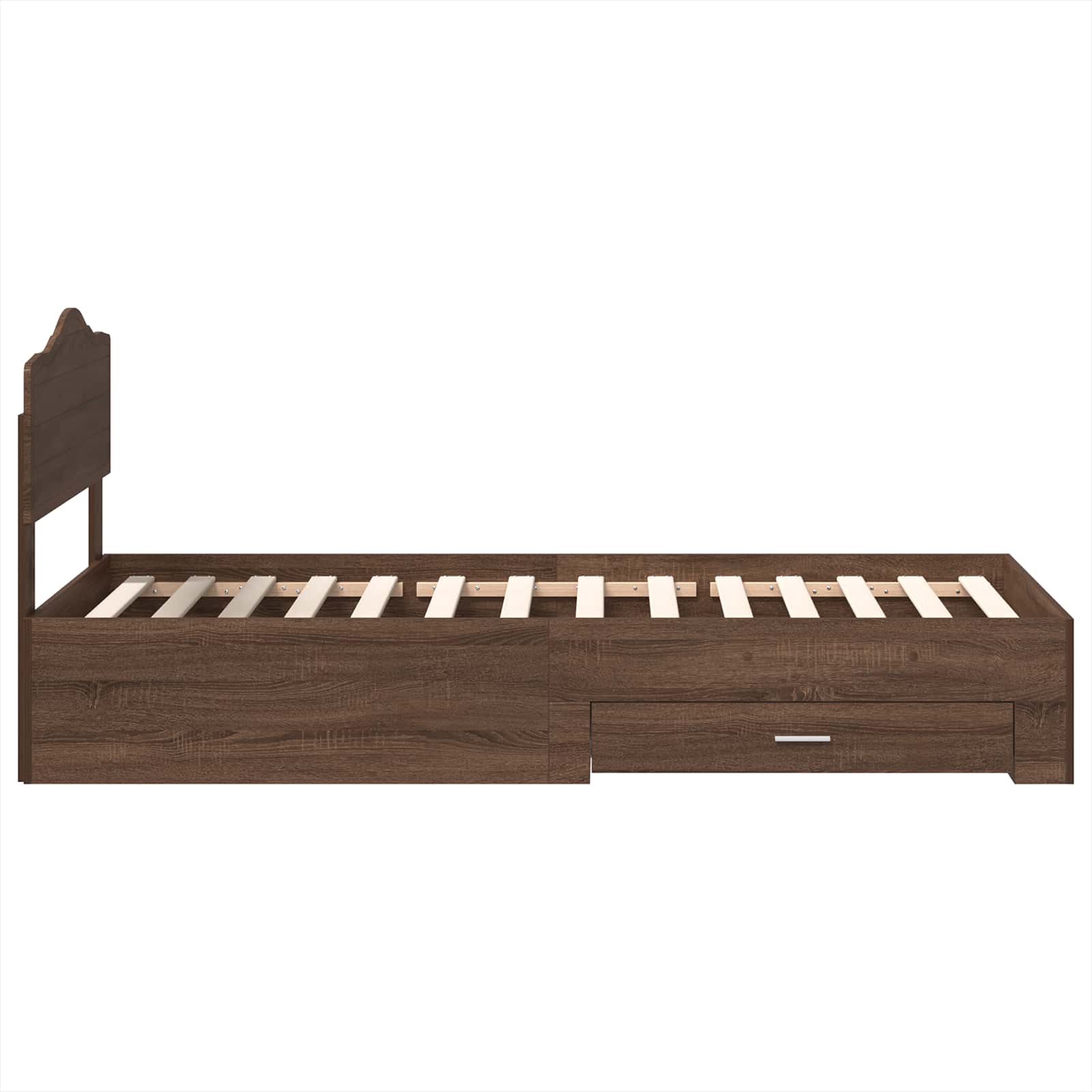 Bedframe met hoofdeinde Bruin Eiken 75 x 190 cm Bewerkt hout