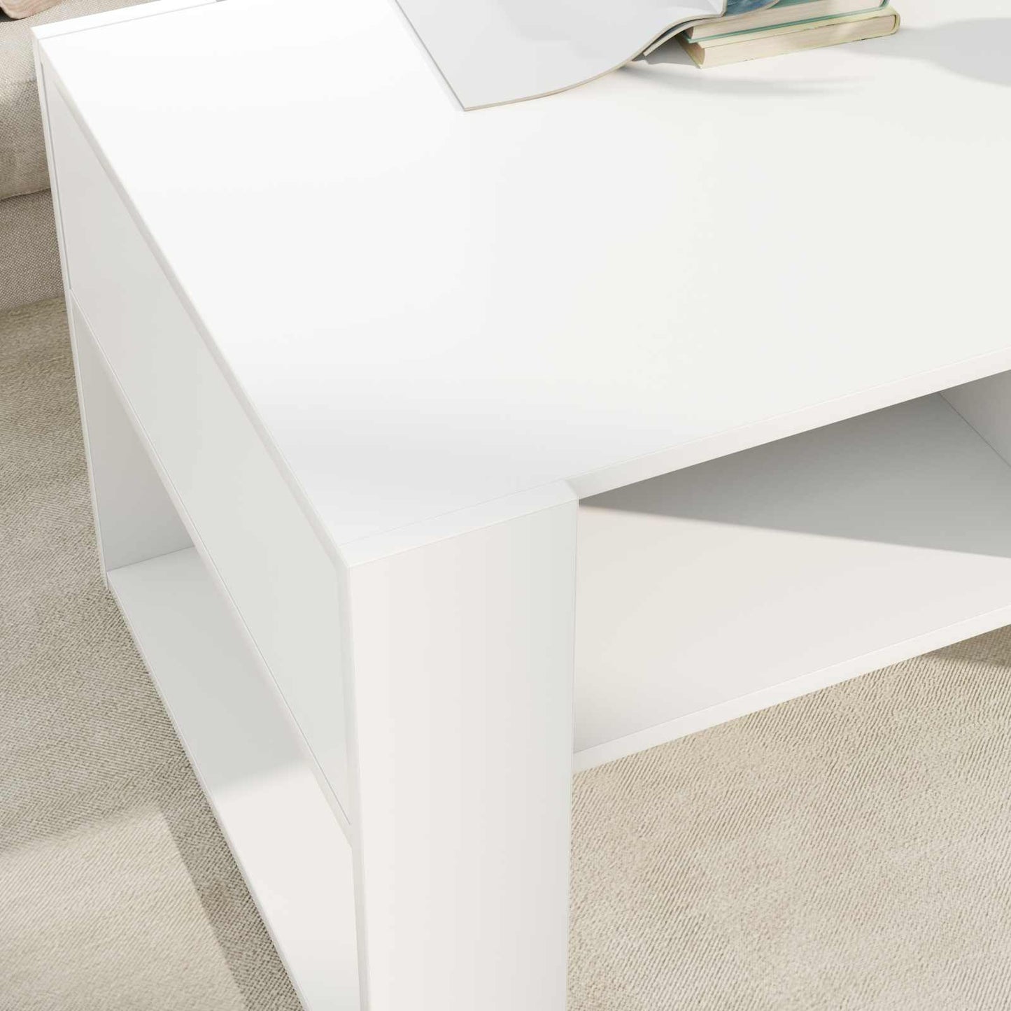 Salontafel met opslag Wit 92 x 53 x 45 cm Bewerkt hout