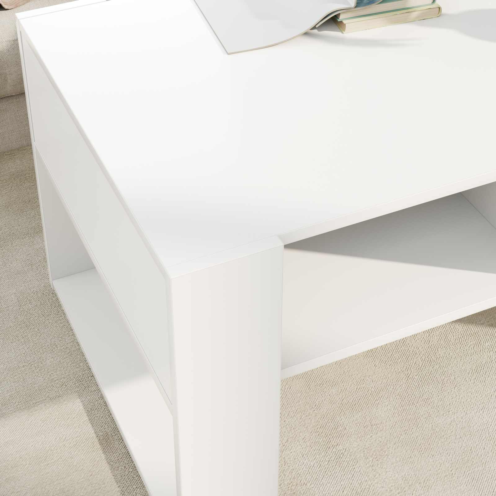 Salontafel met opslag Wit 92 x 53 x 45 cm Bewerkt hout