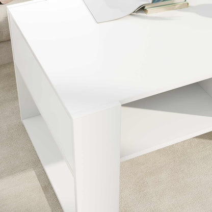 Salontafel met opslag Wit 92 x 53 x 45 cm Bewerkt hout