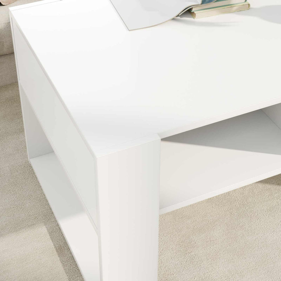 Salontafel met opslag Wit 92 x 53 x 45 cm Bewerkt hout