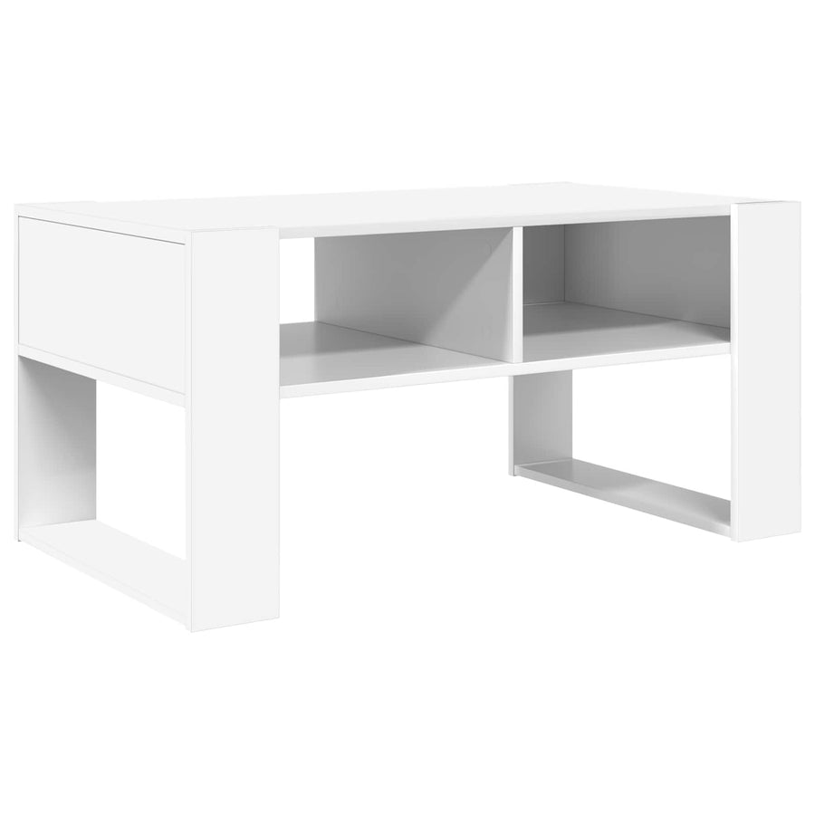 Salontafel met opslag Wit 92 x 53 x 45 cm Bewerkt hout