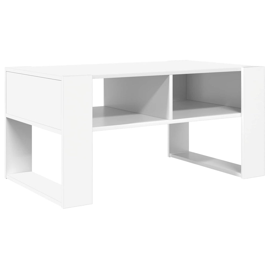 Salontafel met opslag Wit 92 x 53 x 45 cm Bewerkt hout