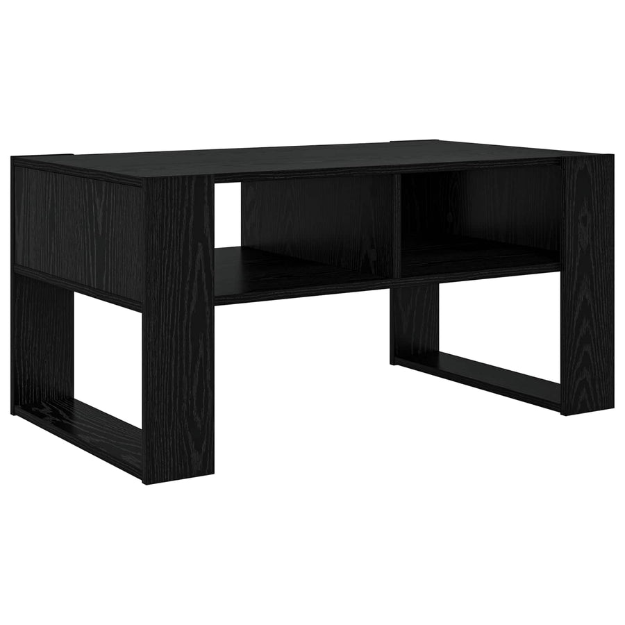 Salontafel met opslag Zwart Eiken 92 x 53 x 45 cm Bewerkt hout