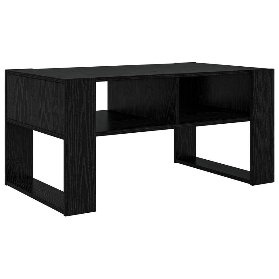 Salontafel met opslag Zwart Eiken 92 x 53 x 45 cm Bewerkt hout