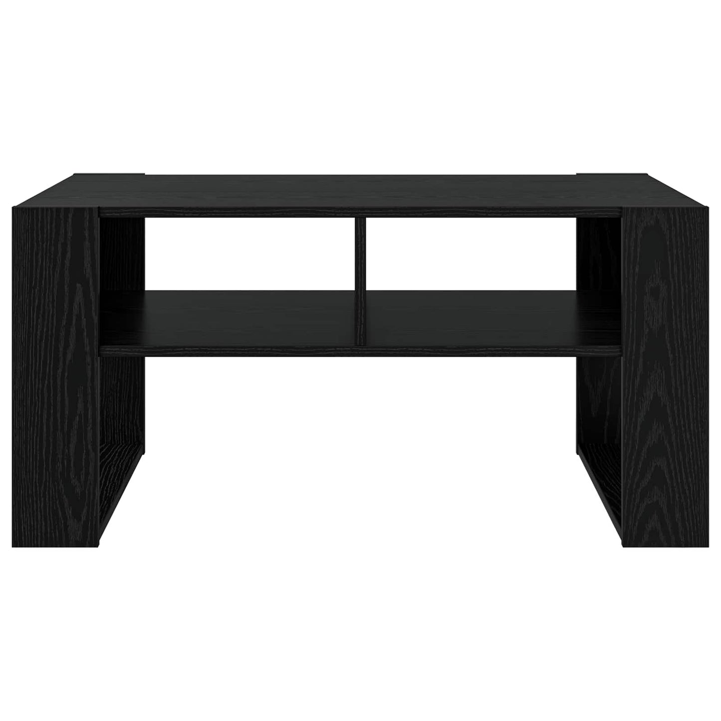 Salontafel met opslag Zwart Eiken 92 x 53 x 45 cm Bewerkt hout