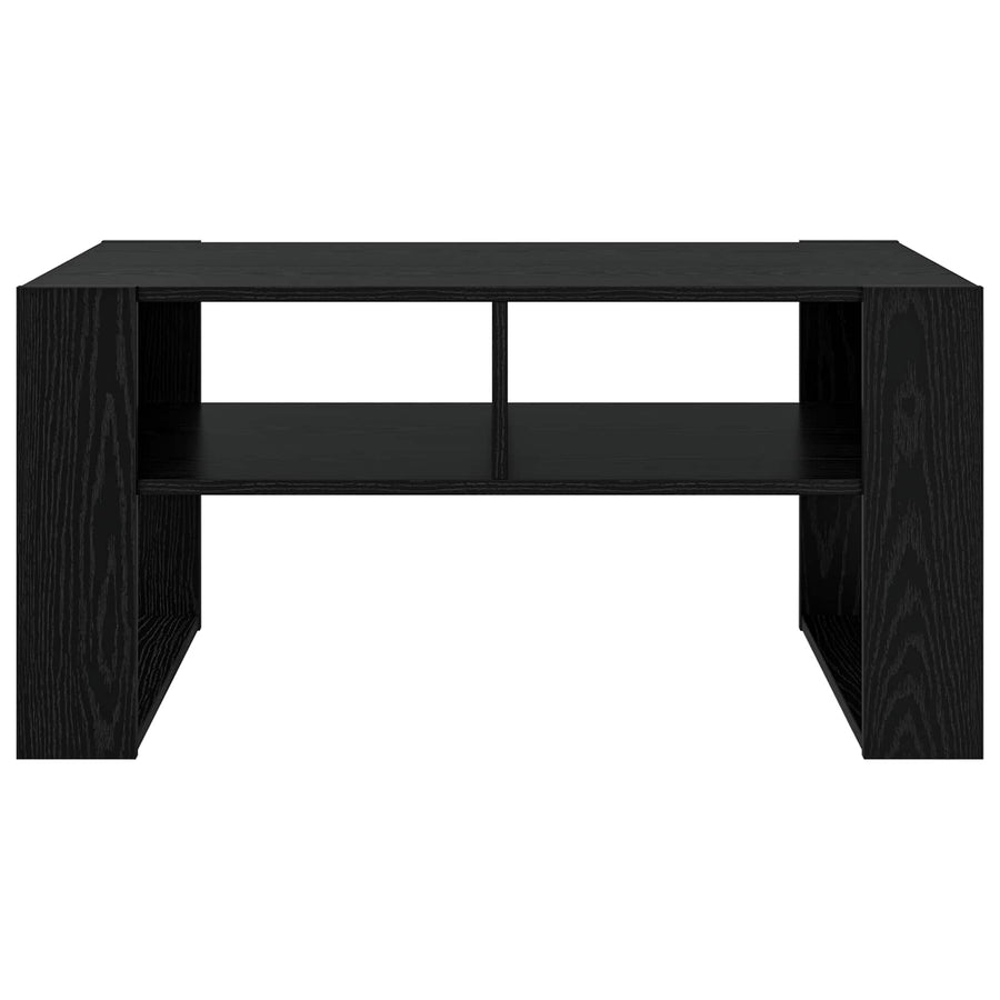 Salontafel met opslag Zwart Eiken 92 x 53 x 45 cm Bewerkt hout