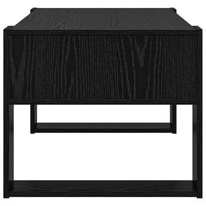 Salontafel met opslag Zwart Eiken 92 x 53 x 45 cm Bewerkt hout
