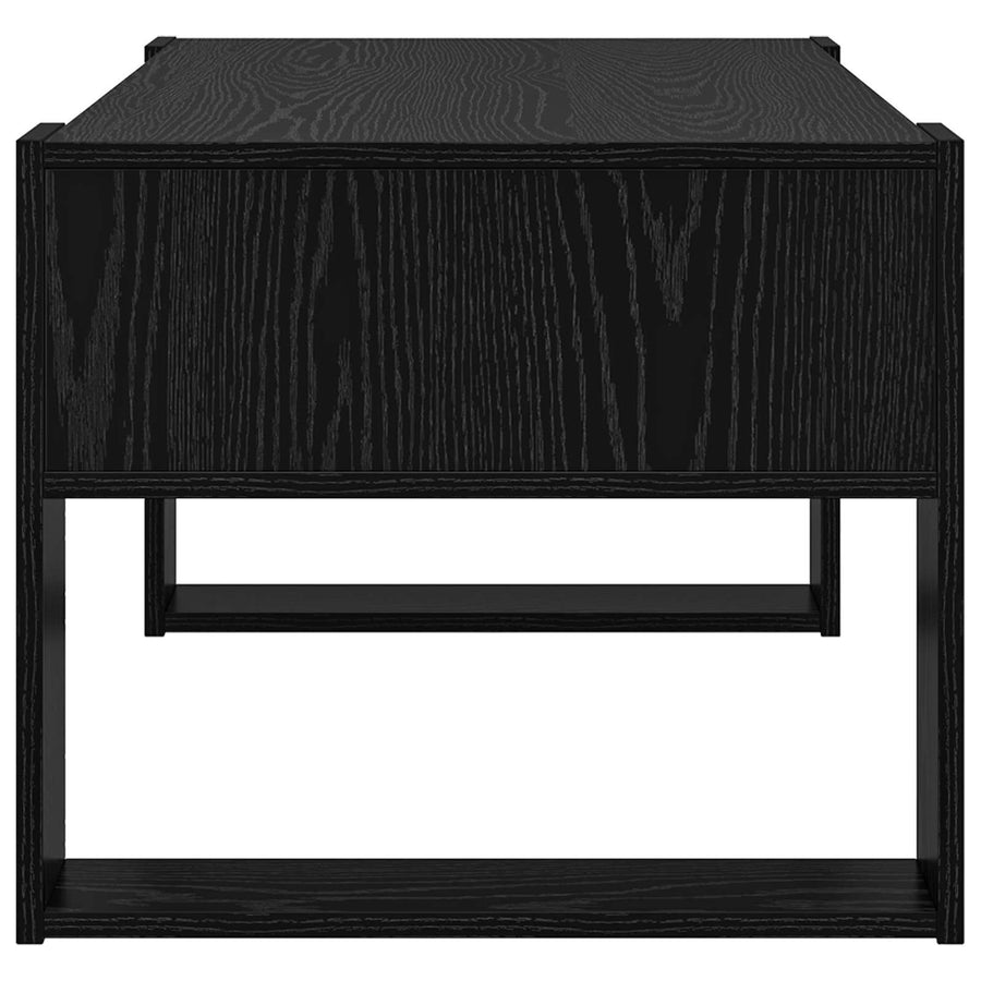 Salontafel met opslag Zwart Eiken 92 x 53 x 45 cm Bewerkt hout