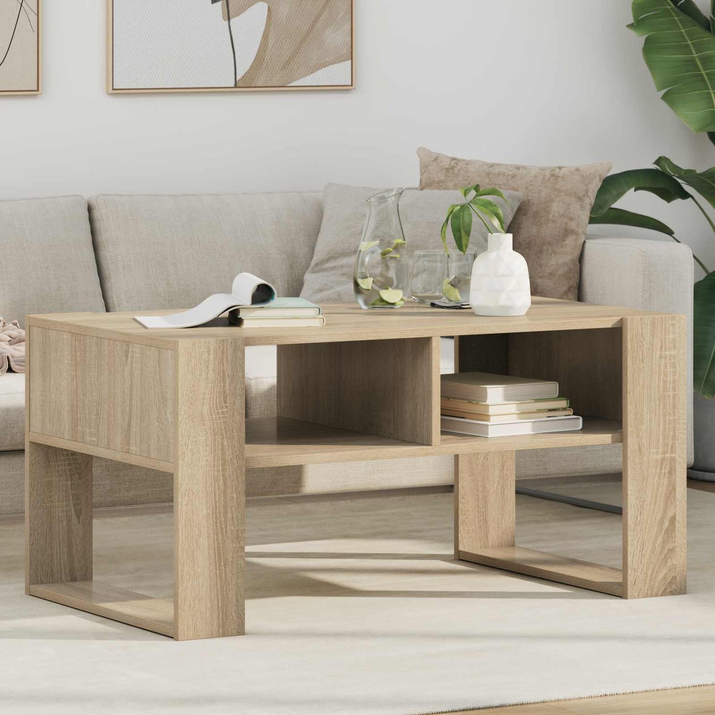 Salontafel met opslag Sonoma Eiken 92 x 53 x 45 cm Bewerkt hout