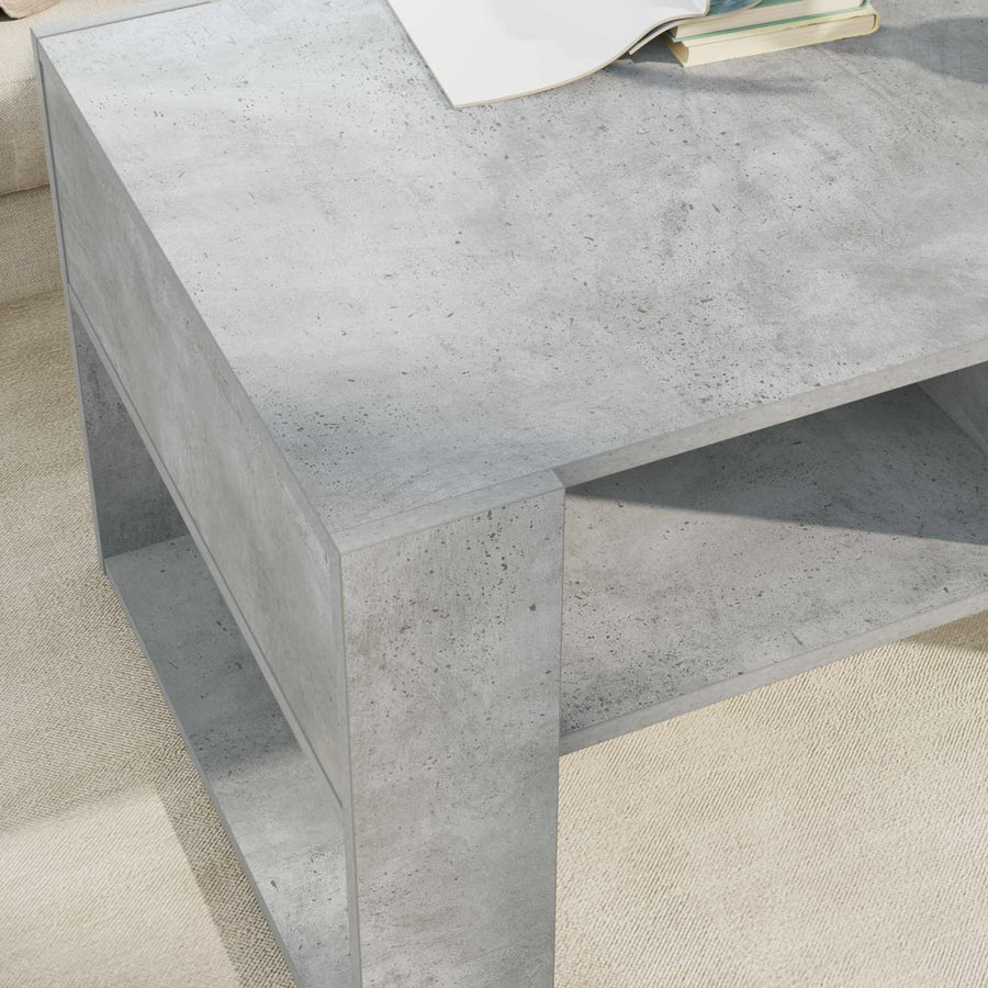 Salontafel met opslag Beton Grijs 92 x 53 x 45 cm Bewerkt hout