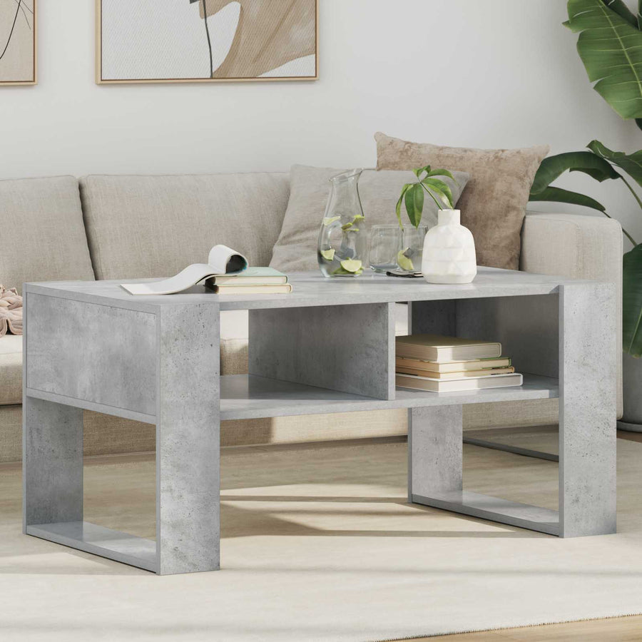Salontafel met opslag Beton Grijs 92 x 53 x 45 cm Bewerkt hout