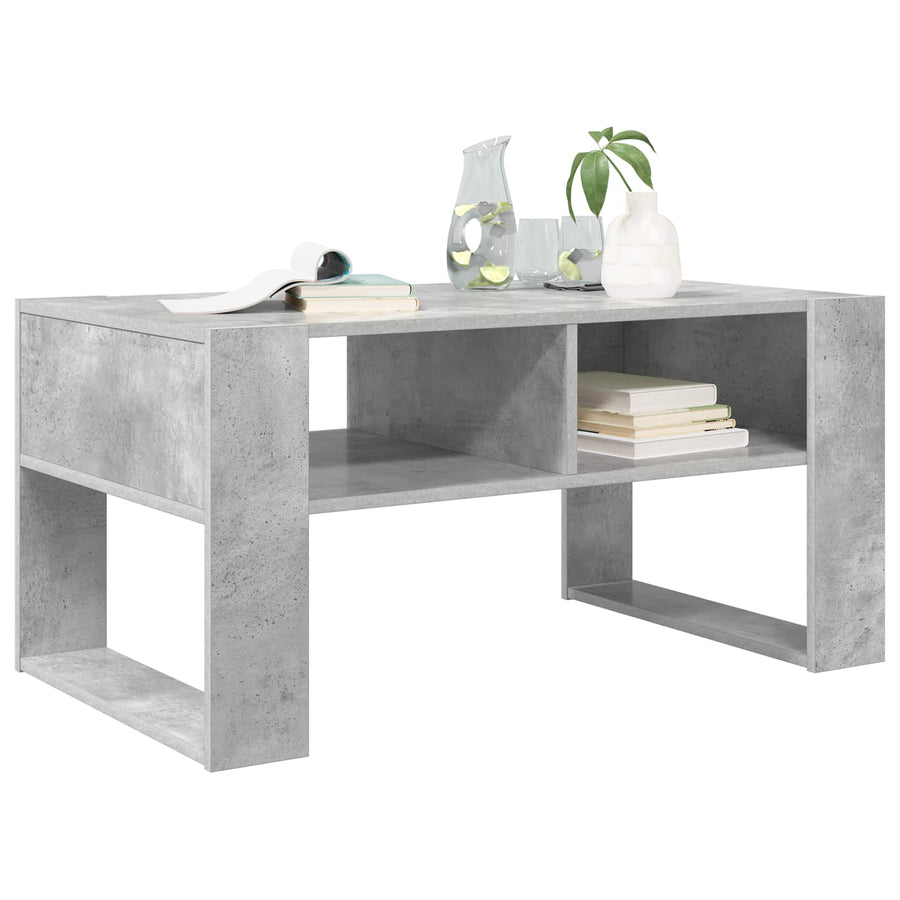 Salontafel met opslag Beton Grijs 92 x 53 x 45 cm Bewerkt hout
