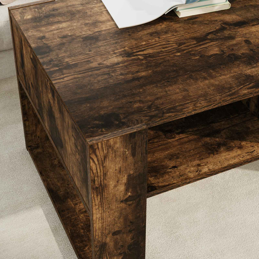 Salontafel Gerookt eiken 92 x 53 x 45 cm Bewerkt hout
