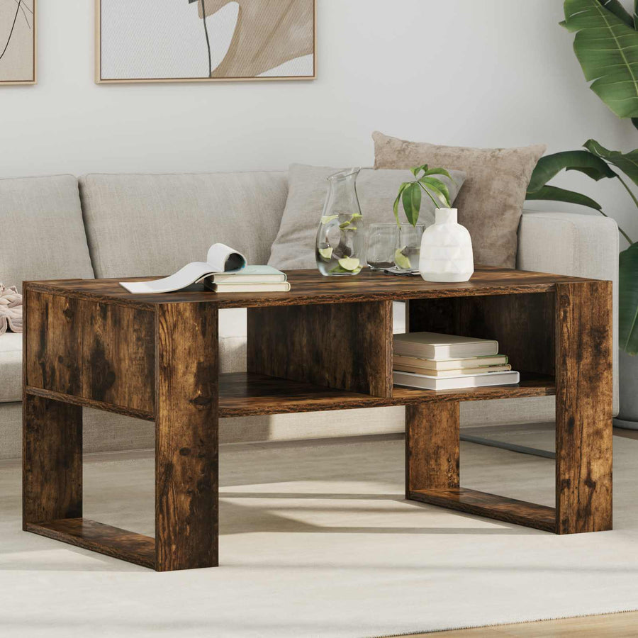 Salontafel Gerookt eiken 92 x 53 x 45 cm Bewerkt hout