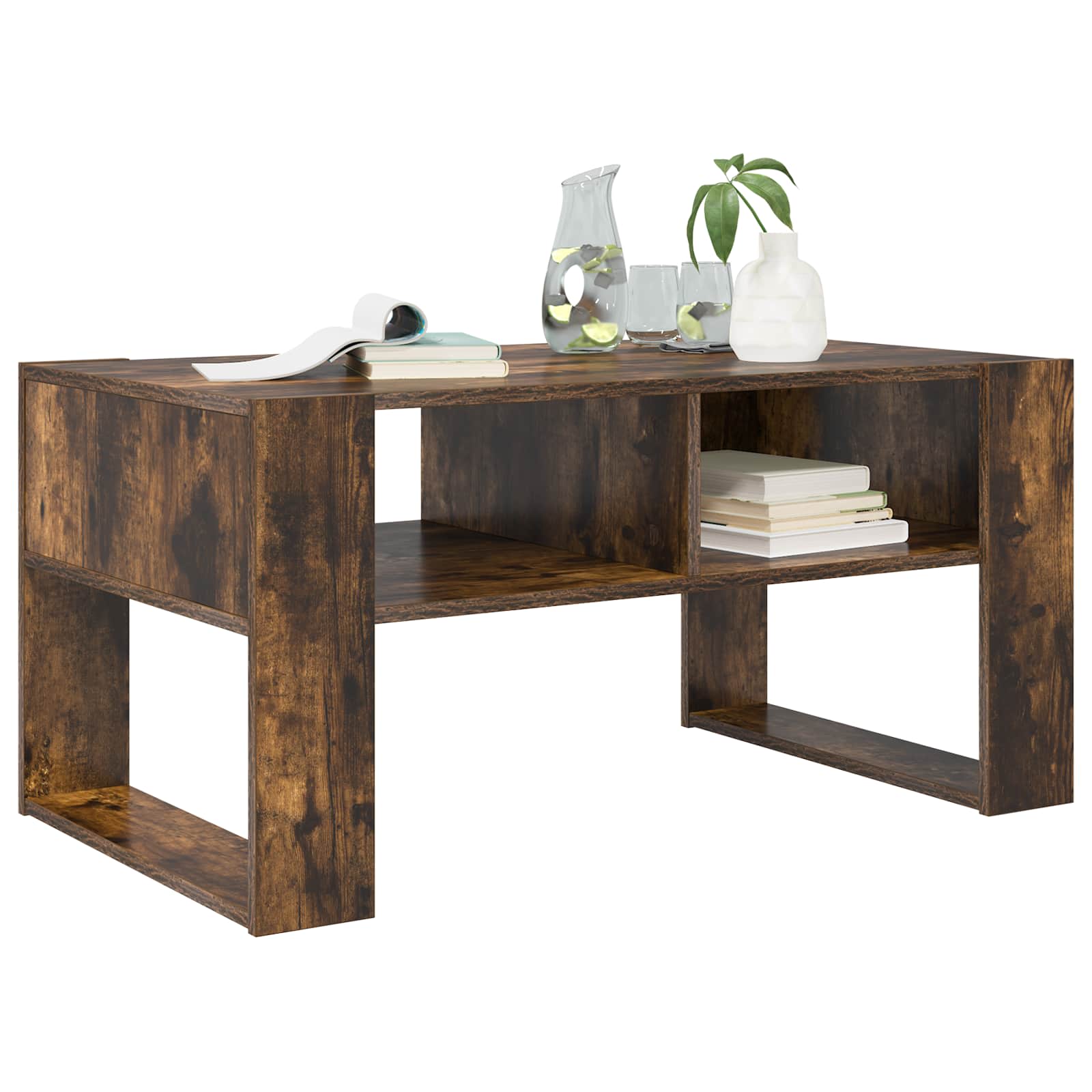 Salontafel Gerookt eiken 92 x 53 x 45 cm Bewerkt hout