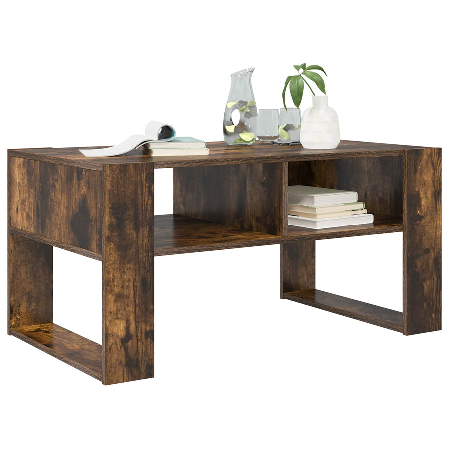 Salontafel Gerookt eiken 92 x 53 x 45 cm Bewerkt hout