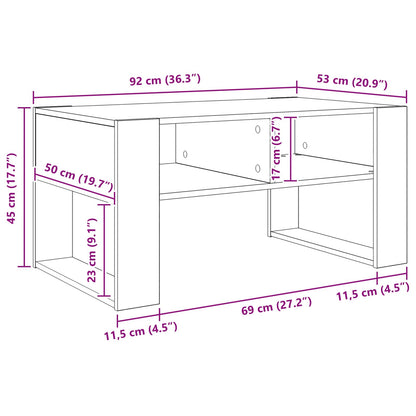Salontafel met opslag Grijs Sonoma 92 x 53 x 45 cm Bewerkt hout