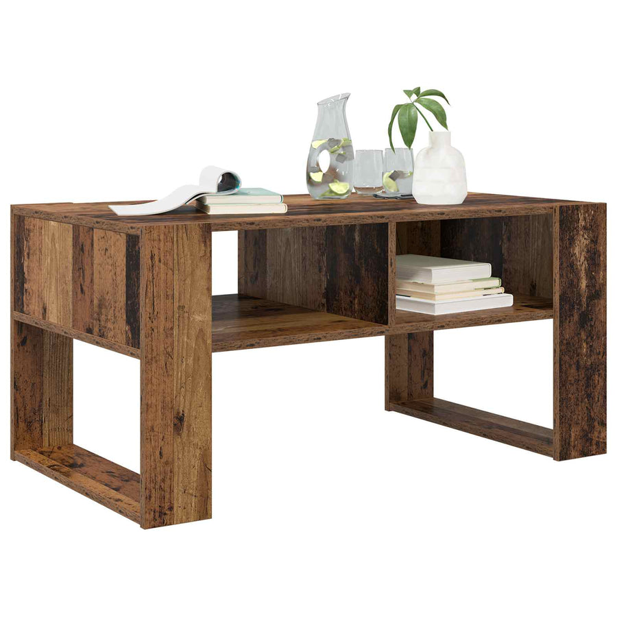 Salontafel met opslag Oudhout 92 x 53 x 45 cm Bewerkt hout